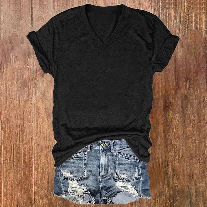 3-Pack Women's Basic V-Neck Tees Set Summer Soild Color Short Sleeve T-Shirts